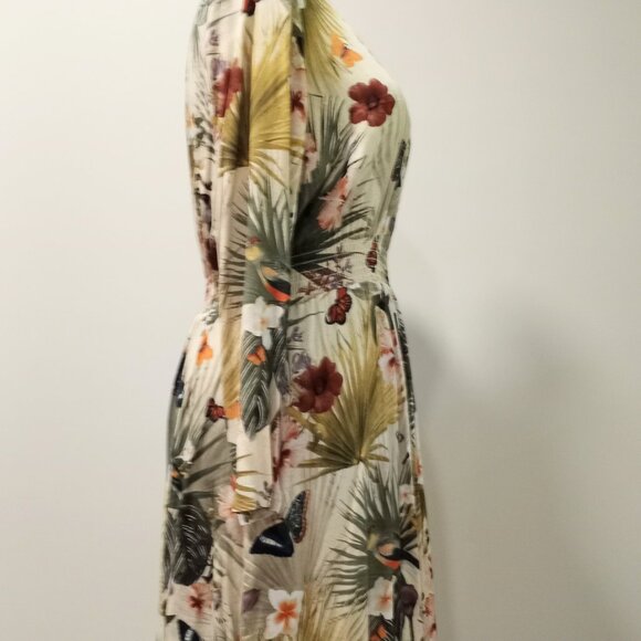 H&M FLORAL LONG SLEEVE SUMMER MINI DRESS WITH ELASTICATED WAIST SIZE 10 - Picture 8 of 9